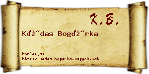 Kádas Bogárka névjegykártya
